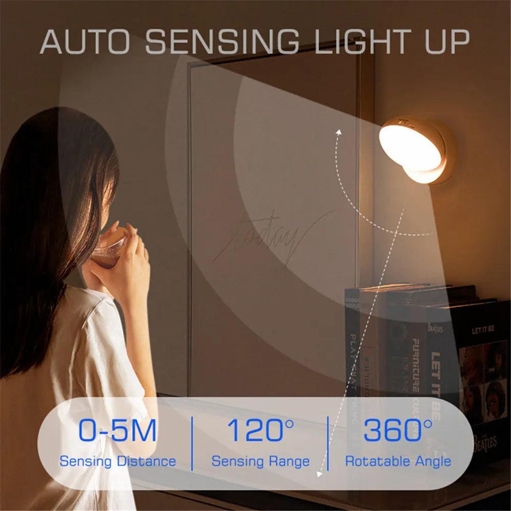 360 Rotated PIR Motion Sensor LED Table Light ,Wall Lamps Rechargeable Wireless - ADEEGA