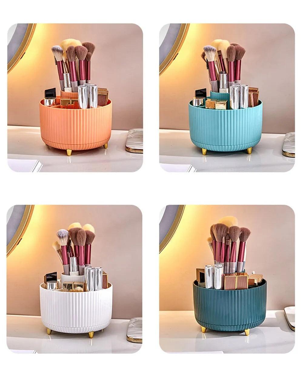 360°Rotating Desktop Makeup Brushes Organizer Cosmetic Storage - ADEEGA