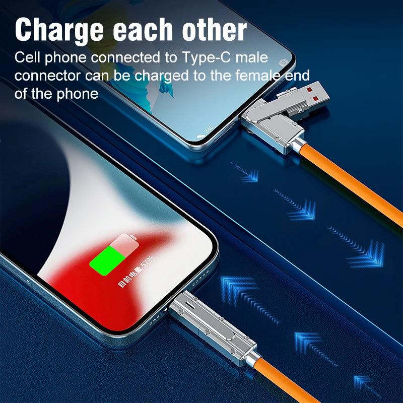 4 In 1 120W USB Type C to USB Type C Cable Laptop Cord Fast Charging Wire For iphone 15 Xiaomi 13 Poco 3 IN 1 Data Charge Cable - ADEEGA
