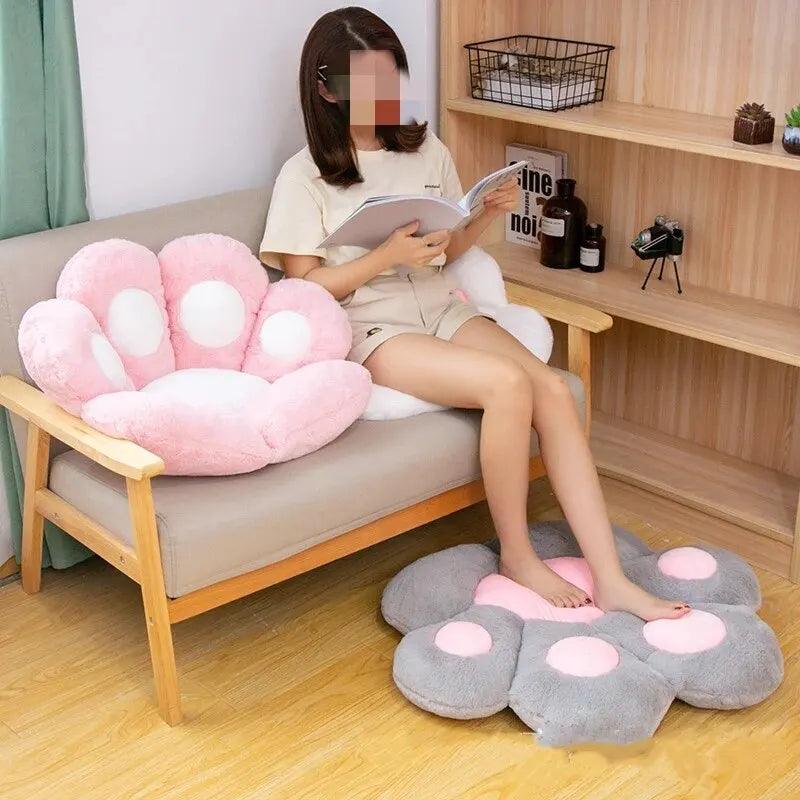 Cat Paw Back Soft Pillows Plush Chair Cushion Sofa Indoor Floor Home Chair Decor - ADEEGA