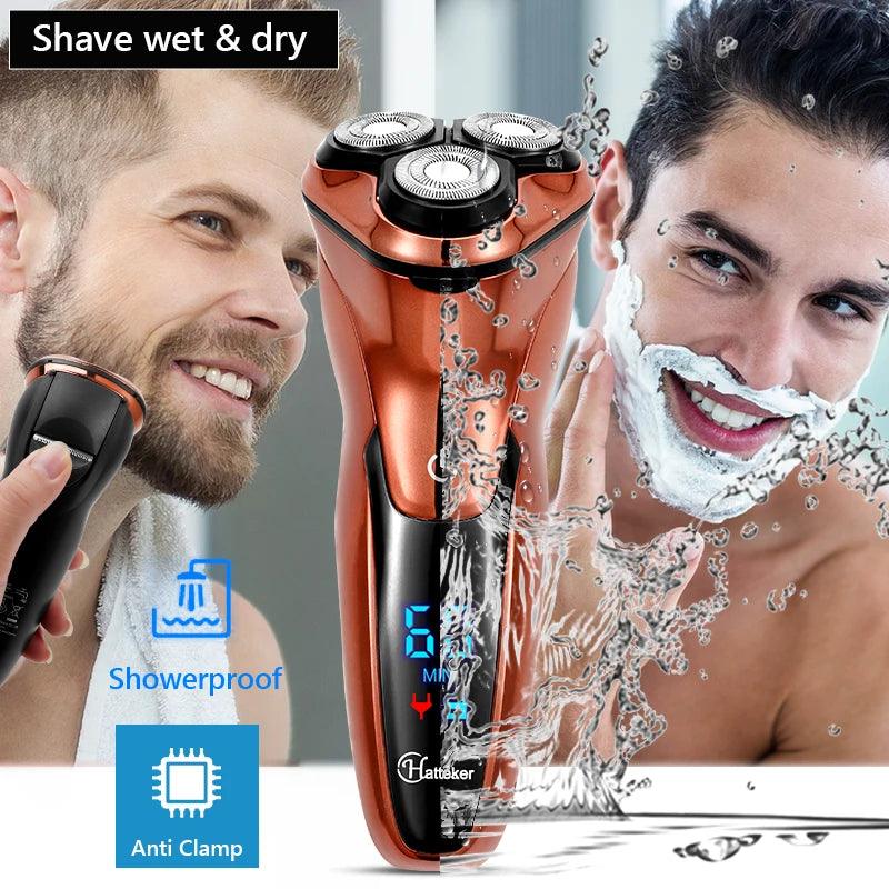 Cordless LCD Electric Shaver 3D Floating Wet Dry Beard Electric Razor Rechargeable - ADEEGA