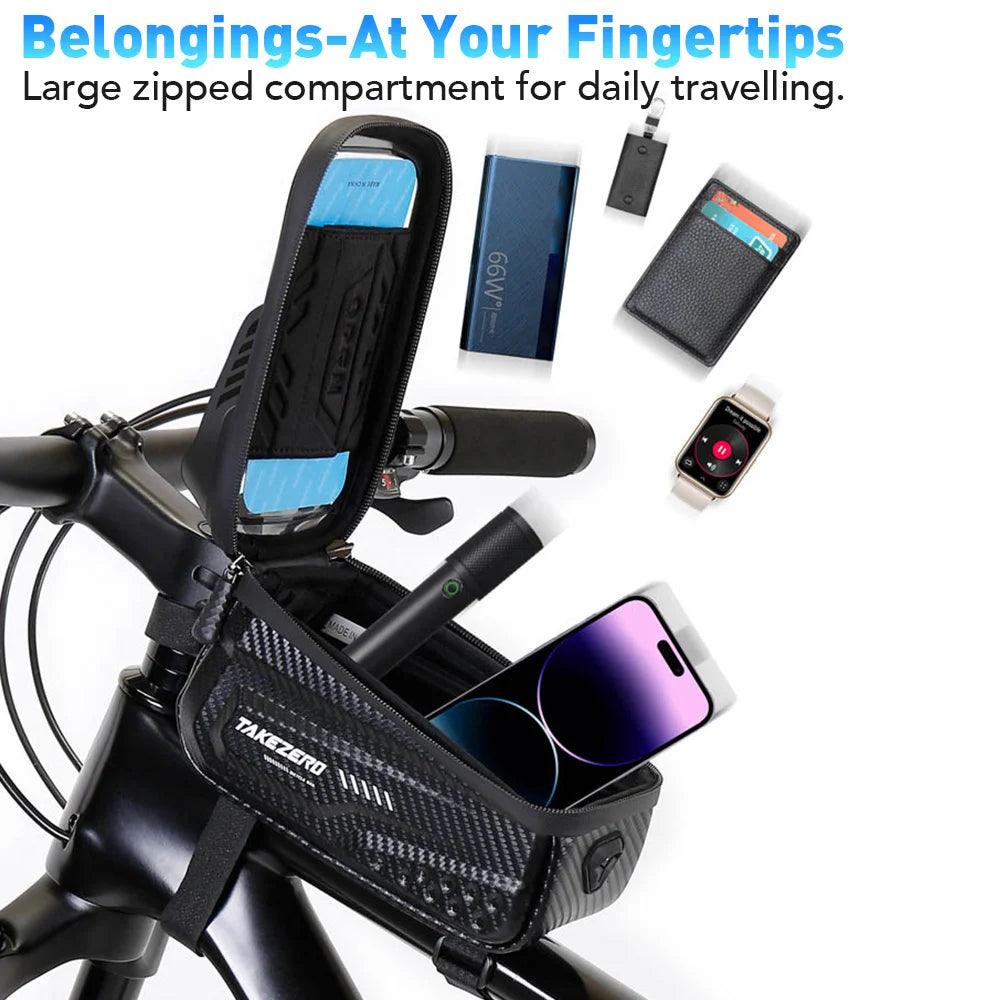 Cycling Frame Bag Waterproof 6.5 Inches Phone Case Storage Touch Screen - ADEEGA