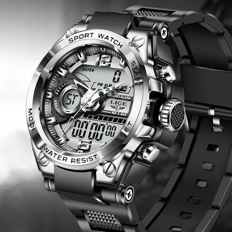 Men Military Watch Digital 50m Waterproof Wristwatch LED Quartz - ADEEGA