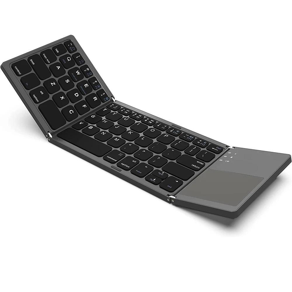 New Portable Mini Three Folding Bluetooth Keyboard Wireless Foldable Touchpad Keypad for IOS Android Windows ipad Tablet - ADEEGA