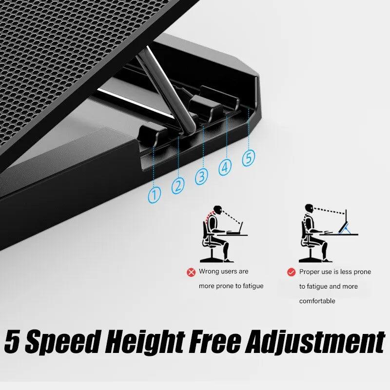 Notebook Cooler 6 Fan For 13-19 Inch Laptop Stand 2 USB Ports - ADEEGA