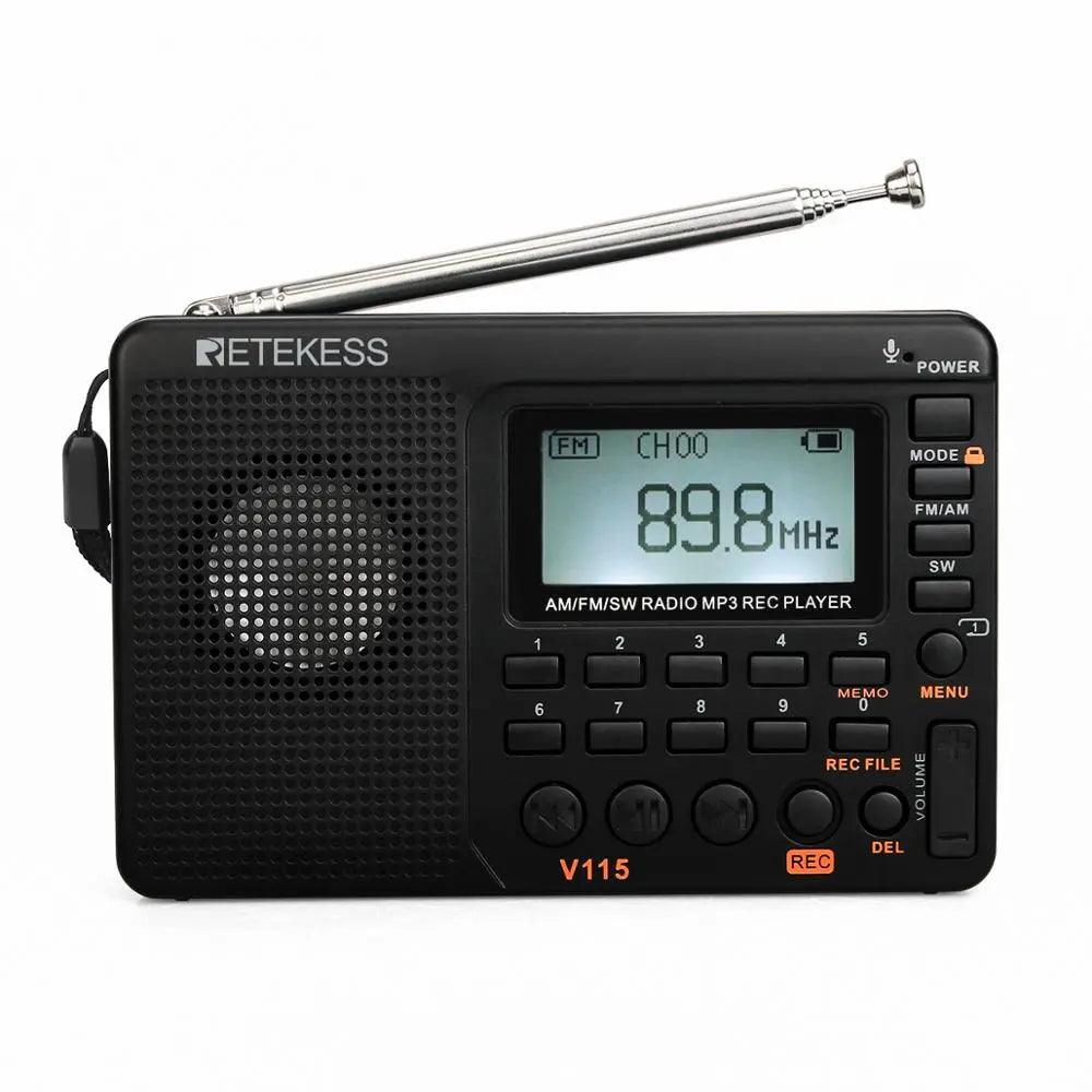 RETEKESS V115 Radio FM AM SW Portable Rechargeable & Batteries Full Wave - ADEEGA