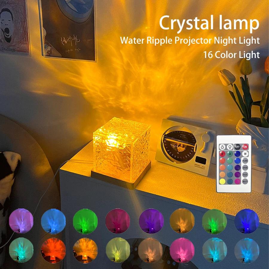 Water Ripple Projector Table Lights Night Light 3/16 Colors - ADEEGA